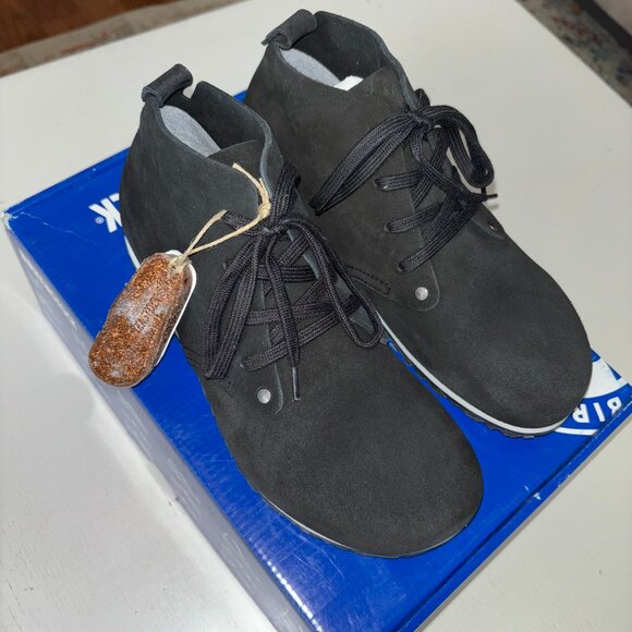 NEW | BIRKENSTOCK Unisex Dundee Plus Lace Up Ankle Bootie Shoe Black Suede EU37 - Picture 1 of 8